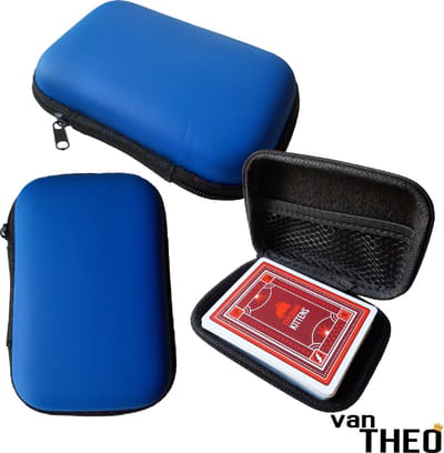 van Theo® Kaartspel Koffertje - Klein Opbergdoosje - Kaarten Opberg Box - Multifunctioneel - Blauw