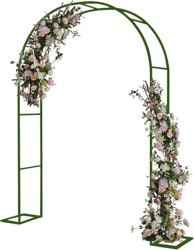 Tuinboog - Rozenboog Pergola - Planten Klimhulp - Stabiele Metalen Basis - 350x220cm - Zwart
