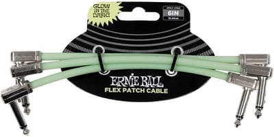Ernie Ball 6475 Flex Patch Cables Patchkabel Glow in the Dark 15cm 3-Pack