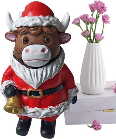 Highland Koe Beeldje - Ornament Koe Boerderij Decoratie - Feestelijke Sfeer Creëren - Met Sneeuwvlokken Patroon - 135H cm