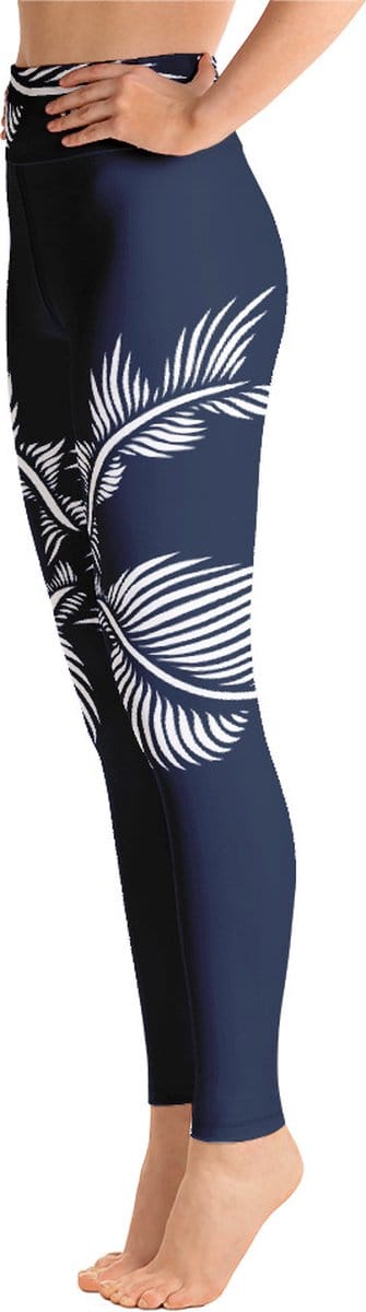 Sportlegging - design Lines 4 Peace - High Waist - Dry Fit - High Performance - 4way stretch - unieke print - UPF 50+ - Hardloop - Yoga - Fitness - Dans  - Pilates - Training - sportbroek - marine blauw wit- dames- maat L