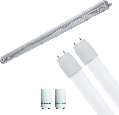 LED Waterdichte TL Armatuur met T8 Buizen - Velvalux Strela - 150cm - Dubbel - Koppelbaar - Waterdicht IP65 - 44W - Helder/Koud Wit 6400K