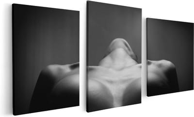 Artaza Canvas Schilderij Drieluik Vrouwen Borsten - Erotiek - Zwart Wit - 120x60 - Foto Op Canvas - Canvas Print