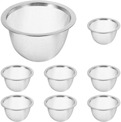 Dailygoods- Theezeefjes 8 Stuks - Roestvrij Staal - Vervangende Zeef - Geschikt voor Losse Thee - Modern Design - Uniek en Aantrekkelijk - Theefilter