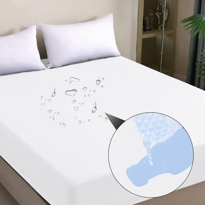 Waterdichte matrasbeschermer 90 x 200 cm hoeslaken - Incontinentie-oplegger voor alle seizoenen - wit