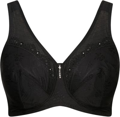 Ulla Popken - Dames - Ontlastingsbeha zonder beugel kant - Zwart - Maat 95C