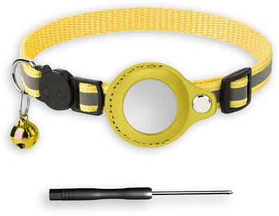 BTH Halsband Kat - Kattenhalsband Geel 18–32 cm - Geschikt Voor Apple Airtag - Kattenbandje - Veiligheidssluiting