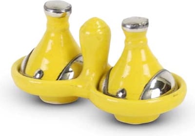 Safaary - Tajine mini Geel met Metaal 2-delig