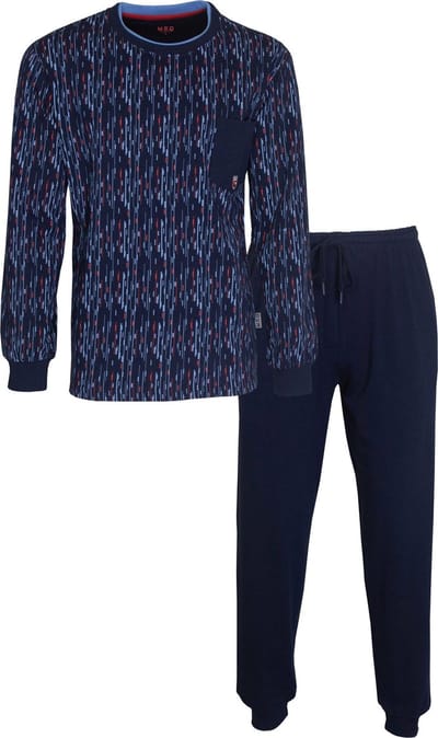 MEQ Heren Pyjama - Pyjama Set - 100% Katoen - Donker Blauw - Maat XXL