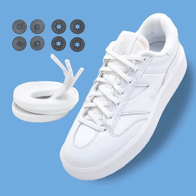 Lock Laces Flat Wit - Elastische schoenveter - Hardlopen