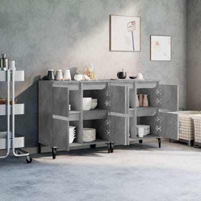 vidaXL - Dressoirs - 2 - st - 60x35x70 - cm - bewerkt - hout - betongrijs
