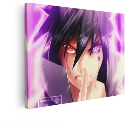 Artaza Canvas Schilderij Sasuke Uchiha - 80x60 cm - Anime Wanddecoratie Sharingan - Muurdecoratie Jongenskamer - Decoratie Rinnegan Paars
