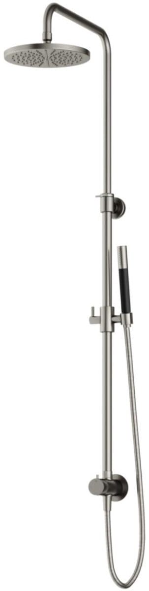 Hotbath Cobber - Stortdoucheset - 200 mm Hoofddouche - 360 mm Hartafstand - Glijstang - Staafmodel Handdouche - Geborsteld Nikkel - Opbouw - 1/2 Inch Aansluiting - V01