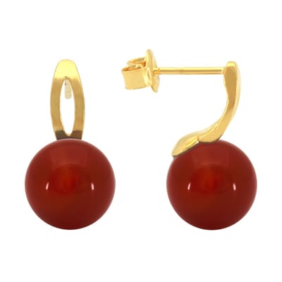 ARLIZI 2114 Oorbellen rood carneool oorsteker - verguld - 1,9 cm