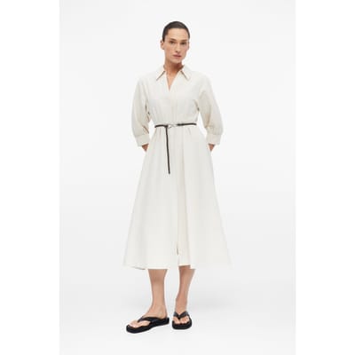 Midi Shirt Dress met 3/4 Mouwen en Kunstlederen Ceintuur Dames COMMA