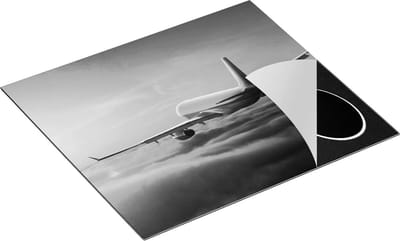 Chefcare Inductie Beschermer Vliegtuig in de Wolken bij Zonsondergang - Zwart Wit - 60x50 cm - Afdekplaat Inductie - Kookplaat Beschermer - Inductie Mat