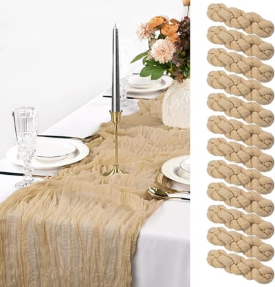 Solidchoice - 12Pack Lichte Bruine Kaasdoek Tafellopers voor Bruiloft en Feest