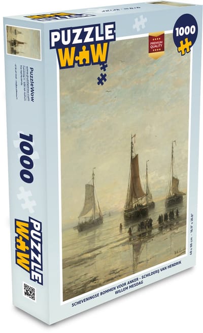 Puzzel Scheveningse bommen voor anker - Schilderij van Hendrik Willem Mesdag - Legpuzzel - Puzzel 1000 stukjes volwassenen