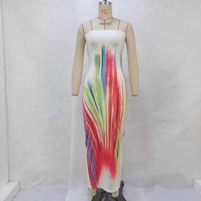Dames Zomer Print Sexy Tube Top Slim Heupwikkeljurk L