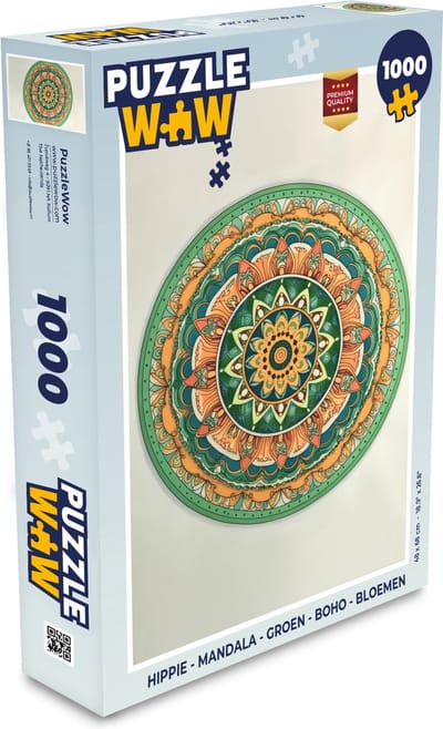 Puzzel Hippie - Mandala - Groen - Boho - Bloemen - Legpuzzel - Puzzel 1000 stukjes volwassenen