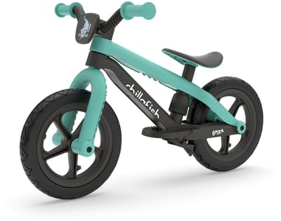 Chillafish Loopfiets 2 jaar met voetsteun en voetrem - Blauw Groen - Lichtgewicht loopfiets jongens en meisjes tot 5 Jaar met verstelbaar zadel en 12" RubberSkin banden voor extra grip binnen en buiten - Model BMXie 2