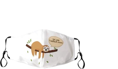Gezichtsmasker Katoen - Wasbaar Masker - Dagelijks Gebruik - Handgemaakt Duits Product - 100% Katoen - Luiaard Motief