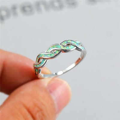 Luxe Blauw Witte Opaal Ring Klassiek Kleur Trouwring Trendy Holle Oneindigheid Dunne Verlovingsringen Voor Vrouwen 10 gray