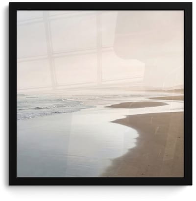 Poster in lijst - Fotolijst 40x40 cm - Posters - Kustlijn - Strand - Oceaan - Posterlijst zwart - Decoratie - Wanddecoratie woonkamer - Muurdecoratie slaapkamer