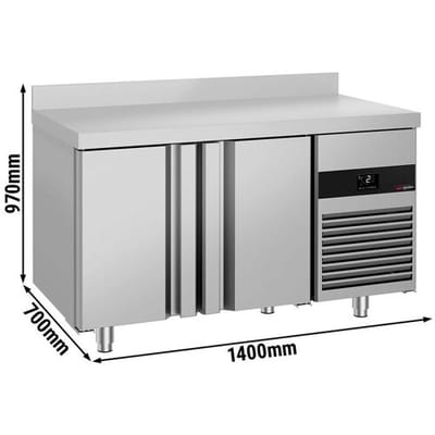 GGM Gastro Kühltisch PREMIUM - 1400x700mm - mit 2 Türen - Aufkantung