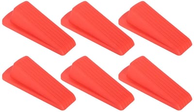 Set van 6 Deurstopper Wedges - Antislip, Stabiele Basis, Geschikt voor Alle Vloertypes (Rood)