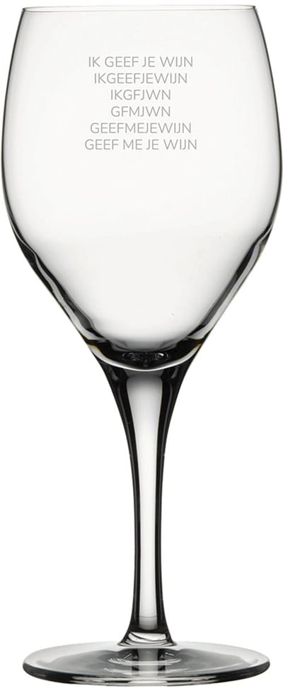 Gegraveerde Rode wijnglas 42.5cl Ik geef je wijn - geef me je wijn