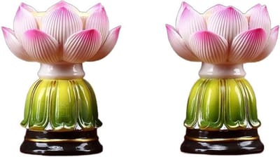 Keramische Kandelaar - Lotus Kaarshouder - Tafeldecoratie Huis - Handgesneden Ontwerp - 8.2x10 cm - Rood