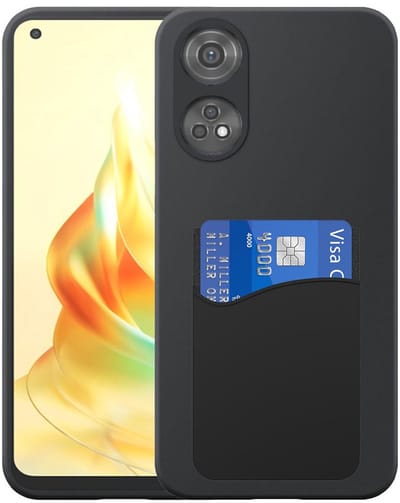 Geschikt voor Oppo Reno 8T 4G Telefoonhoesje met Siliconen Pasjeshouder - Flexible Back Cover Case Siliconen TPU with Silicone Cardslot - Zwart - Smartphonica geschikt voor Oppo Reno8T 4G
