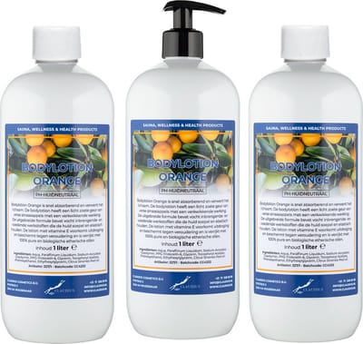 Bodylotion Orange 1 Liter - met gratis pomp - set van 3 stuks