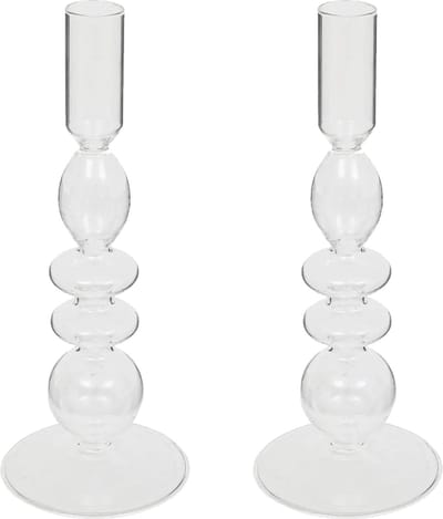 Atmosphera kaarsen kandelaar Murano - 2x - glas - dinerkaarsen - transparant - D9 x H22 cm