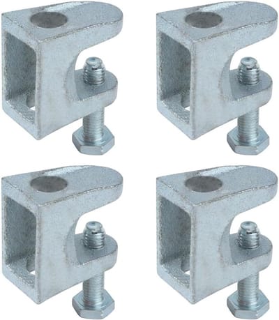 Universele I-balk C-klemmen set van 4 stuks van gietijzer – elektrolytisch gegalvaniseerd, maximale klemcapaciteit 25 mm, ideaal voor houtbewerking en constructieprojecten