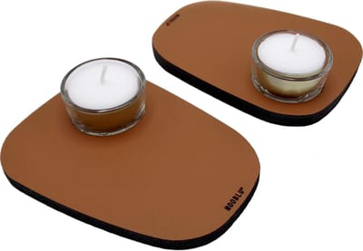 NOOBLU PEBL waxinelichthouder - Cognac - set van 2