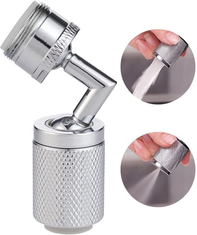 Straalregelaar SPA-modus, 720 graden draaibare kraan, universele beluchter met 2 functietypes, gorgelen, plezier voor het gezicht en het wassen van de ogen, buitendraad 24 mm (M24), chroom