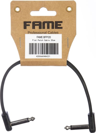 Fame BFP/20 Patch Cable Flat 200mm (Black) - Stereo patch kabel