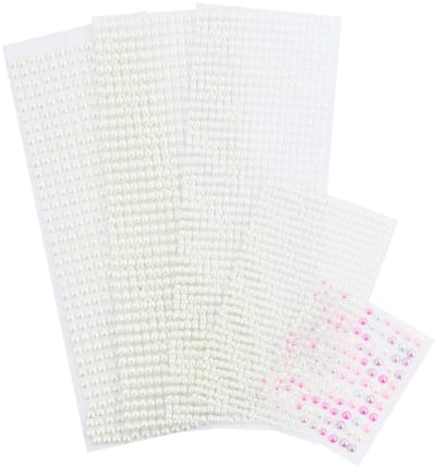 NTH products- Parelstickers 2965 stuks - Zelfklevend - Hars - 5 vellen - Maten 3/4/5/6 mm - Perfect voor knutselen - Kralen