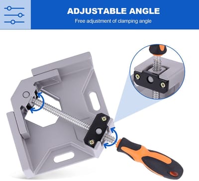 Dailygoods- Haakse Klem 90 Graden - Aluminiumlegering - Hoeklasklem - Houtbewerking - Antislip Handgreep - Opening 70 mm