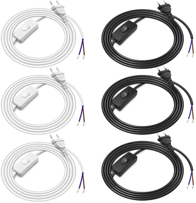 Ronte - Stroomkabels met schakelaar en stekker voor woonkamers en meer - Set van 6 - 1,8 meter, 250V - Geschikt voor lampen