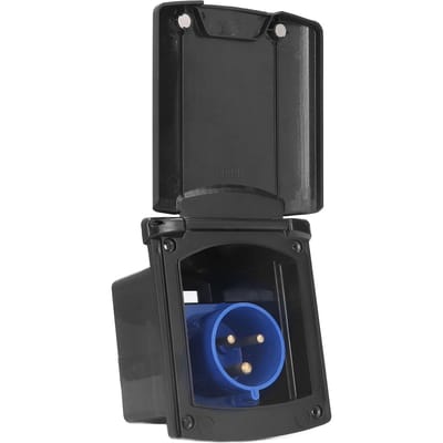 Boîtier Prise de Courant Extérieure 32A 220V‑250V pour Camping-car, Caravane, Prise Mâle 3 Broches, Étanche, Montage Encastré black