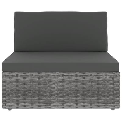 vidaXL - 7-delige - Loungeset - met - kussens - poly - rattan - grijs