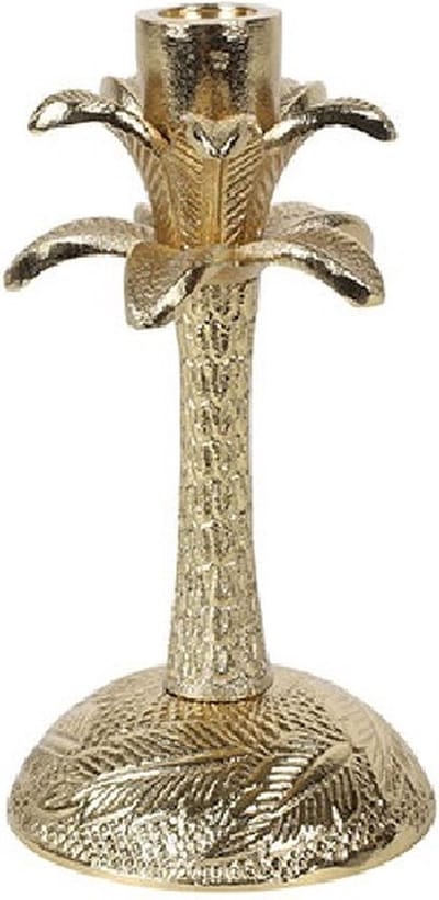 Kandelaar Palm M Goudkleurig hoog 26 cm
