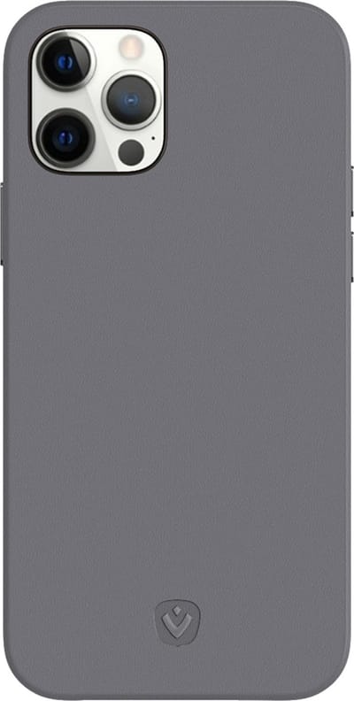 Valenta - Back Cover Snap Luxe - Leer - Grijs - iPhone 12 - 12 Pro