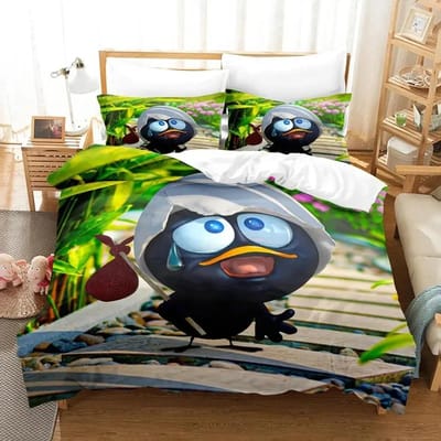 3D Anime Schattige Calimero Beddengoedset Dekbedovertrek Bedset Dekbedovertrek Kussensloop Dekbed King Queen Size Jongens Volwassenen Beddengoedset US Full 200x230cm