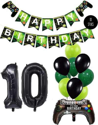 Cijfer Ballon 10 Game Videospel Verjaardag Thema - De Versiering voor de Gamers Birthday Party van Snoes