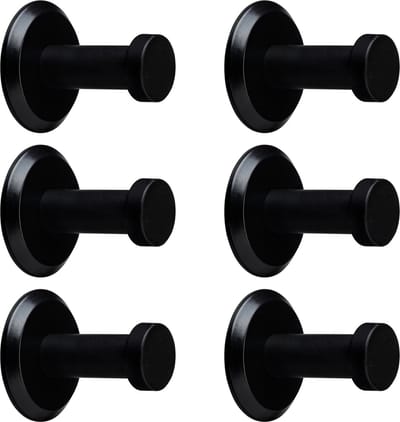 6 stuks SOTECH kapstokhaken Talea RVS zwart gepoederlakt lengte: 33 mm incl. plaatje en bevestigingsset