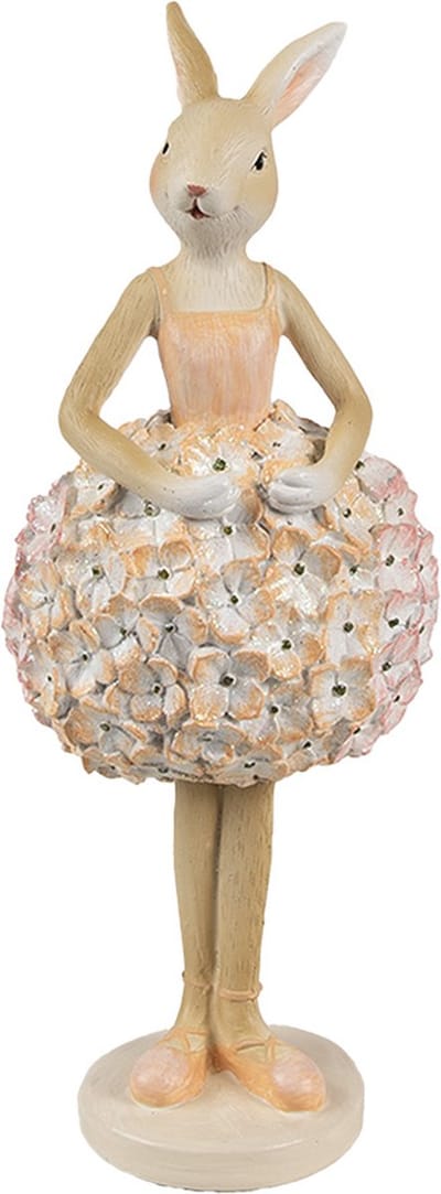 Clayre & Eef Decoratie Beeld Konijn 9x7x22 cm Beige Kunststof